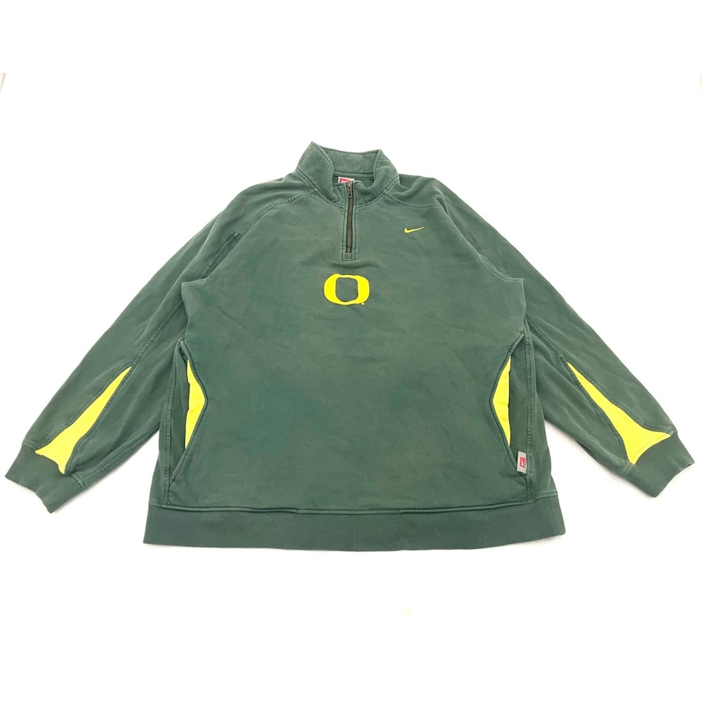 Vintage Nike Team Oregon Ducks 1/4 Zip Men's Large Green Embroidered Y2K